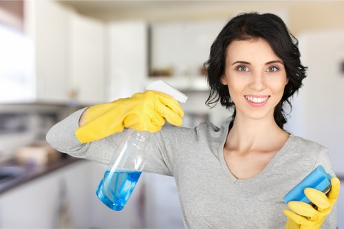 Finished carpet cleaning service with professional equipment nearby